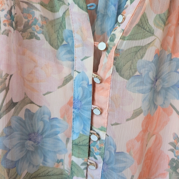 Olivaceous Pastel Floral Blouse - Picture 3 of 9